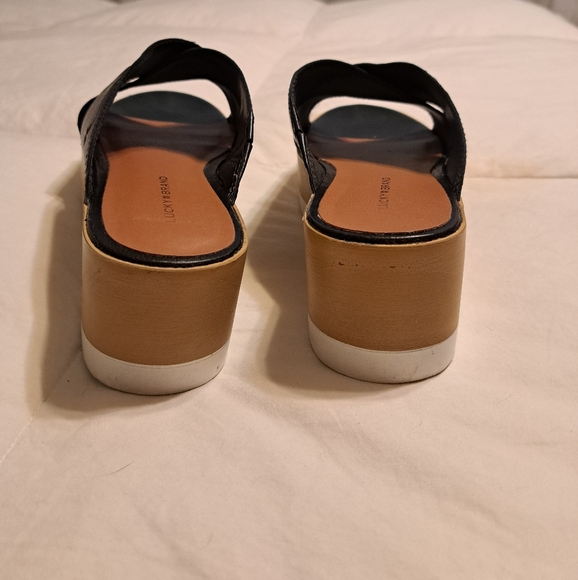 Lucky Brand Black Vebony leather, padded insole platform Sandals size 7, 37 1/2 - Picture 8 of 10